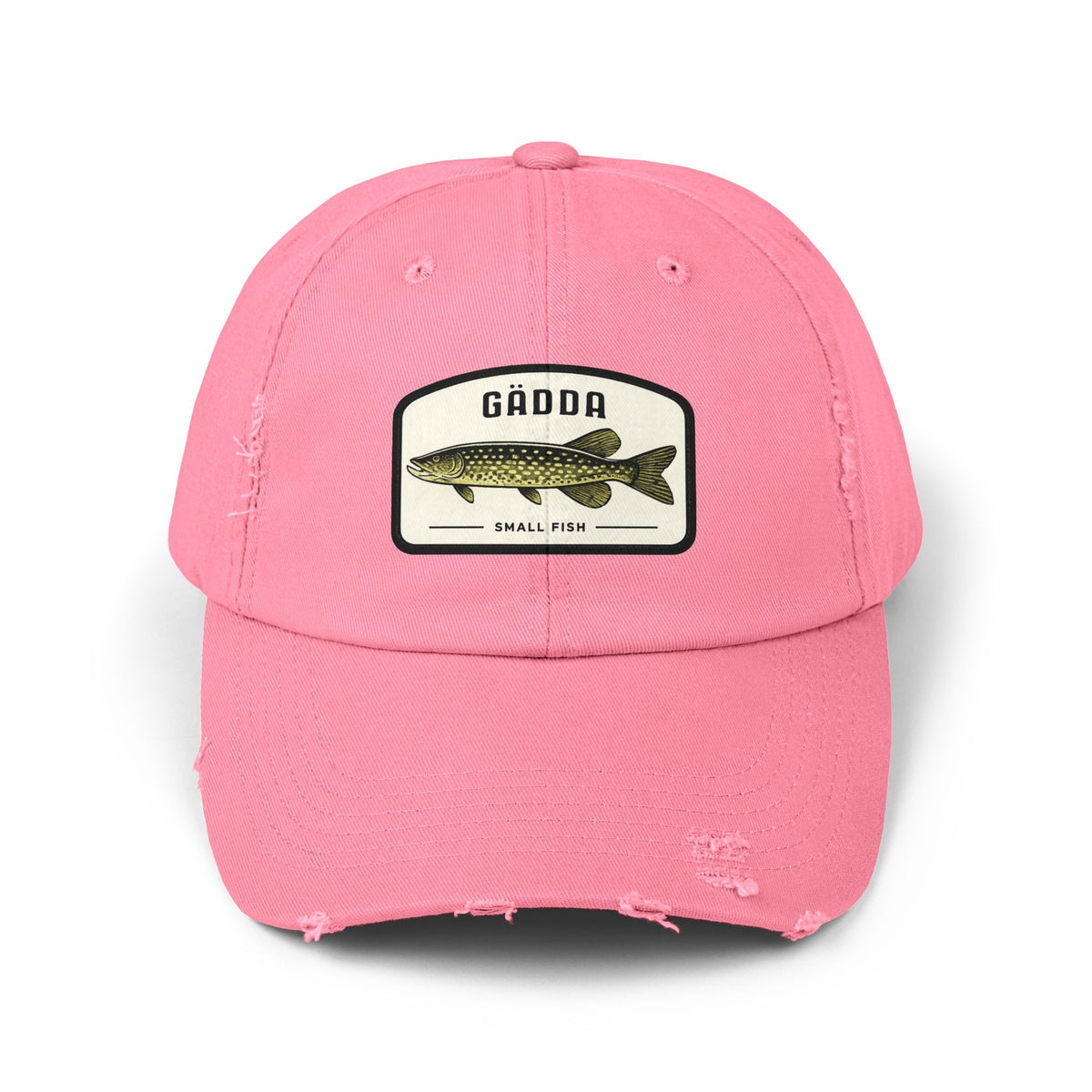 Fishing Hat – 'Gädda' Pike Patch Distressed Cap Hats Printify True Pink One size