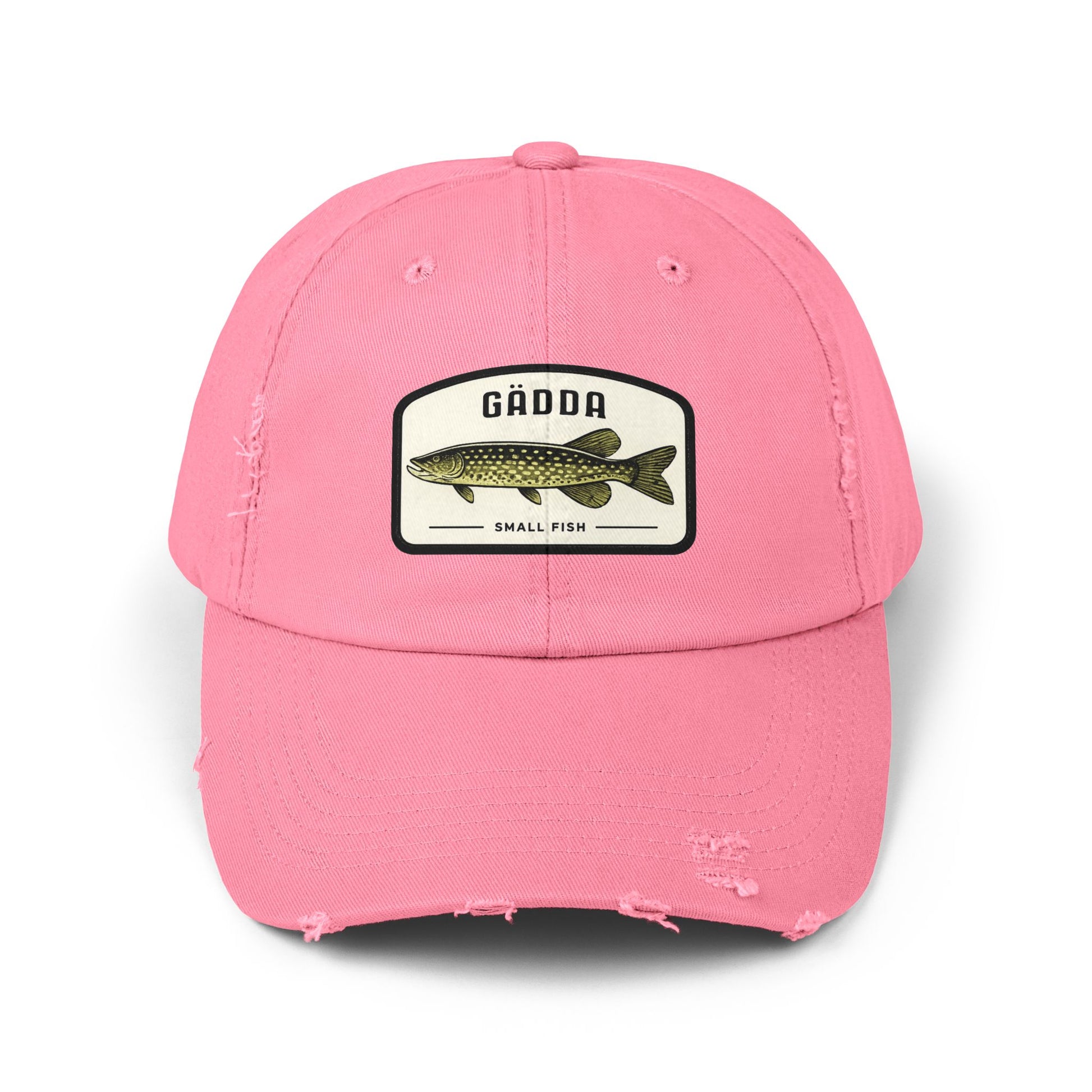Fishing Hat – 'Gädda' Pike Patch Distressed Cap Hats Printify True Pink One size