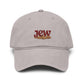 Embroidered "Jew" Challah Bread Washed Baseball Cap Hats Printify One size Gray