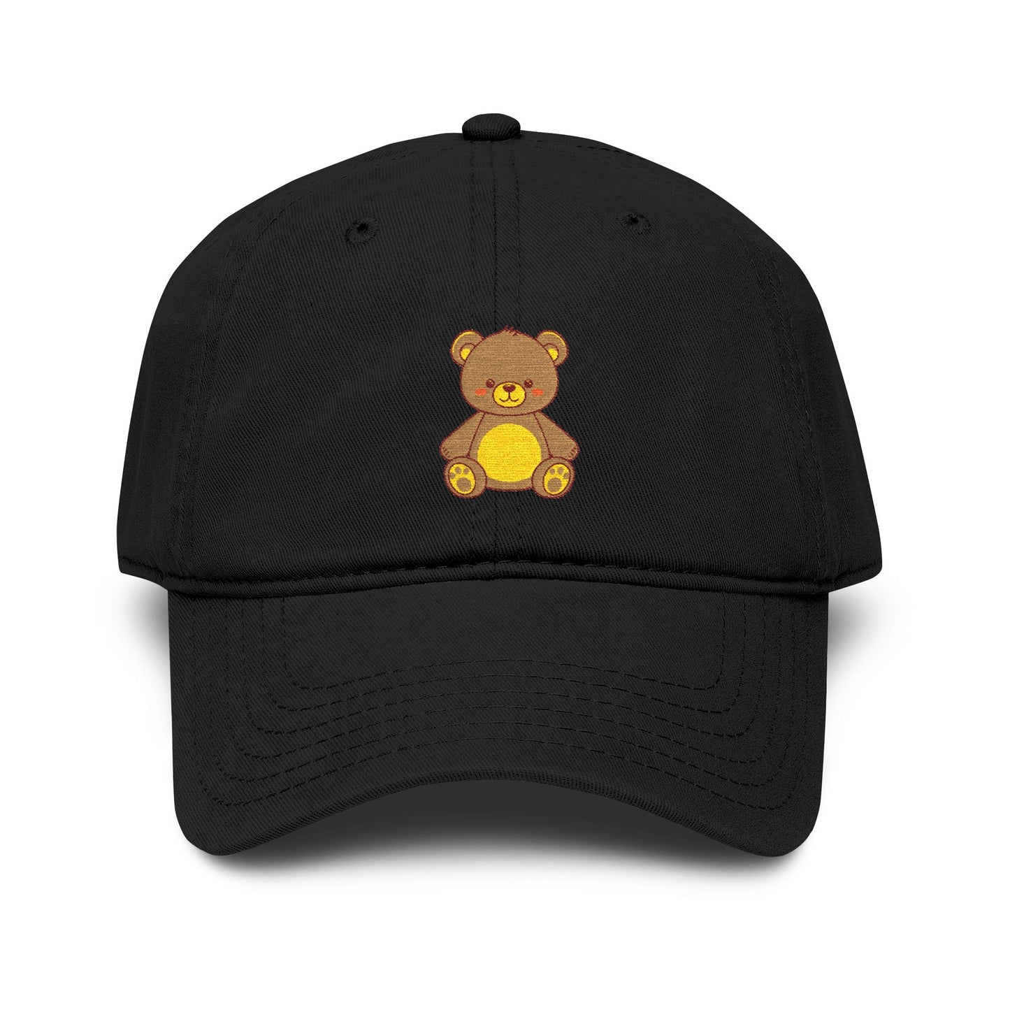 Embroidered Golden Teddy Baseball Cap Hats Printify One size Black