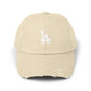 Distressed LA Baseball Cap — Vintage Black Dad Hat Hats Printify Stone One size
