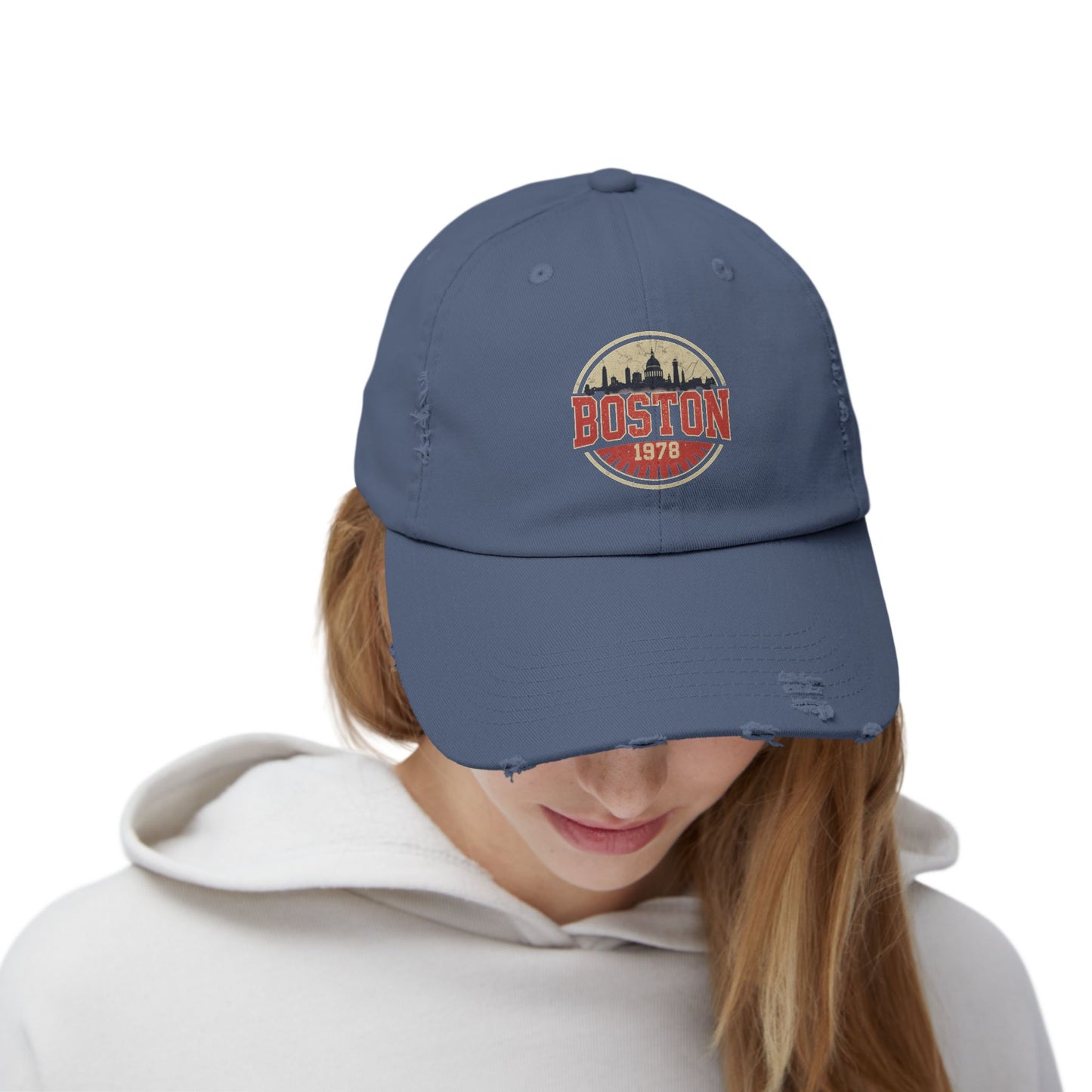 Boston Distressed Cap - Vintage City Skyline Dad Hat (1978)