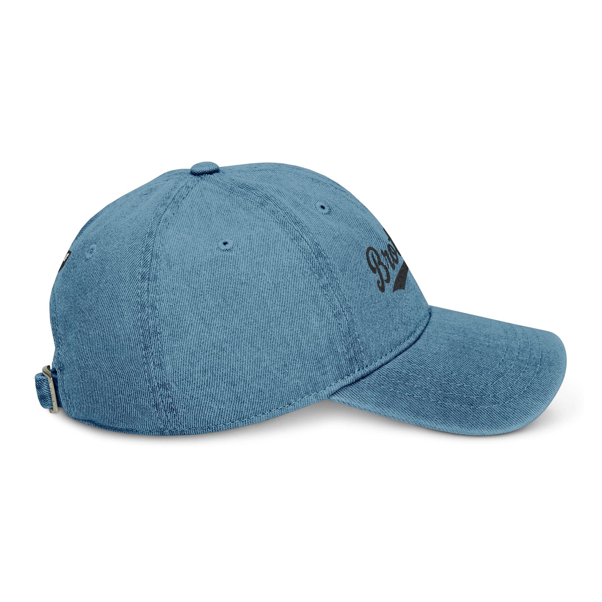 Brothers Embroidered Denim Hat — Vintage Script Cap for Siblings & Family Gifts Hats Printify