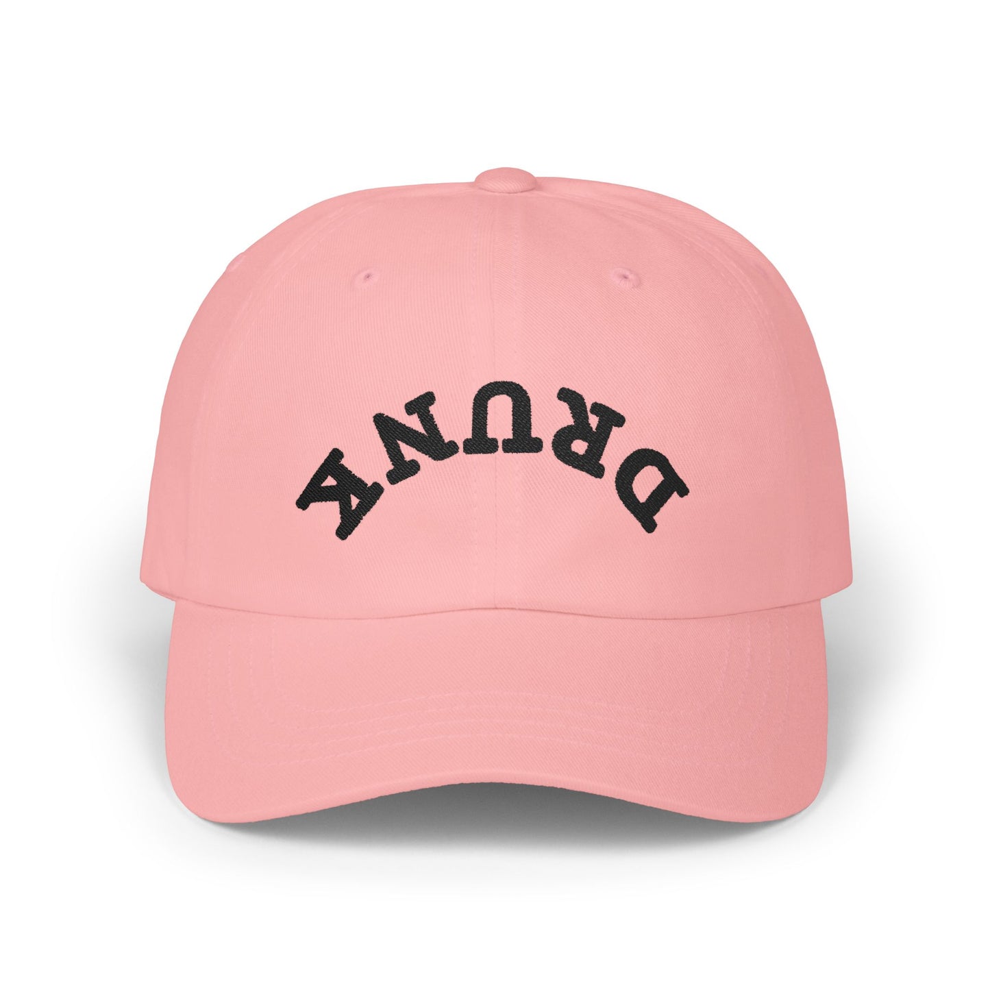Dad Cap – 'DRUNK' Arch Embroidered White Baseball Hat