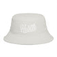Hustle Embroidered Bucket Hat — Retro Script Streetwear Cap Hats Printify One size Ecru