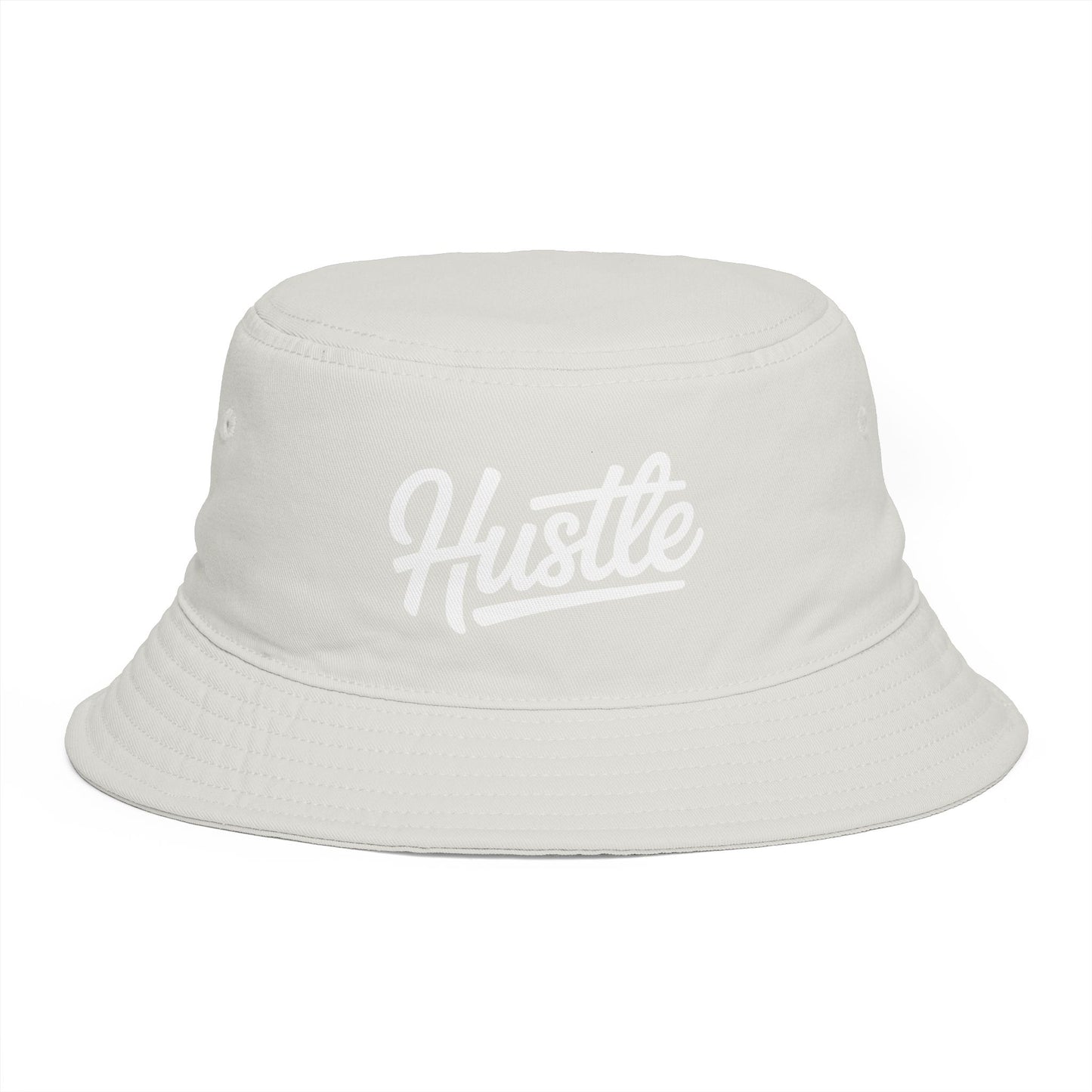 Hustle Embroidered Bucket Hat — Retro Script Streetwear Cap Hats Printify One size Ecru