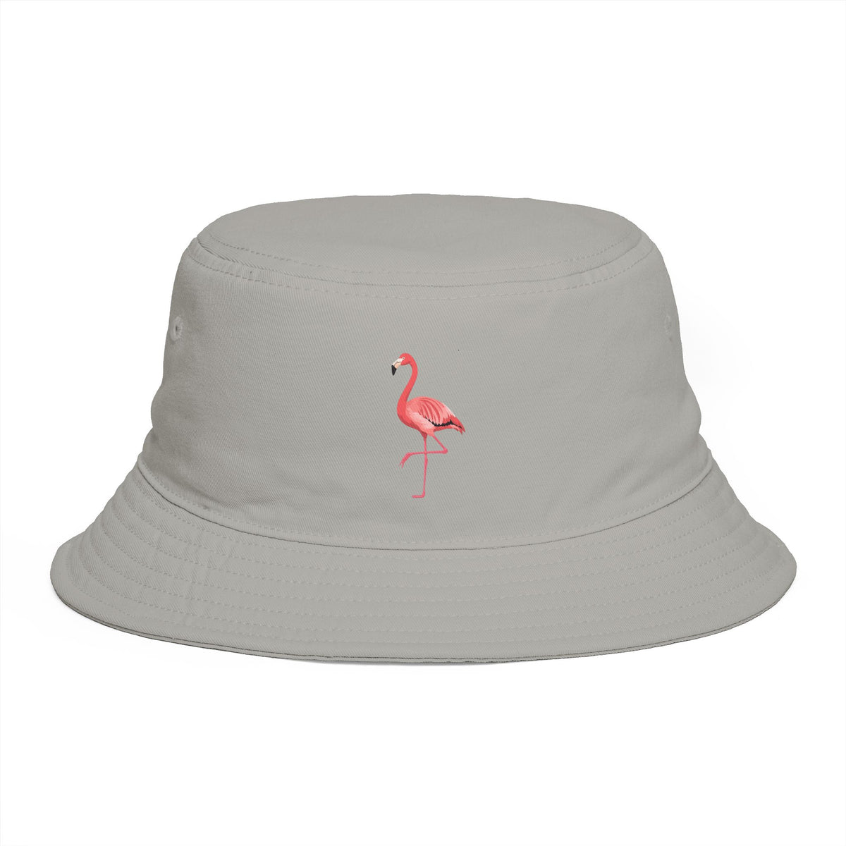 Flamingo Embroidered Bucket Hat — Brown Tropical Summer Sun Hat Hats Printify One size Storm