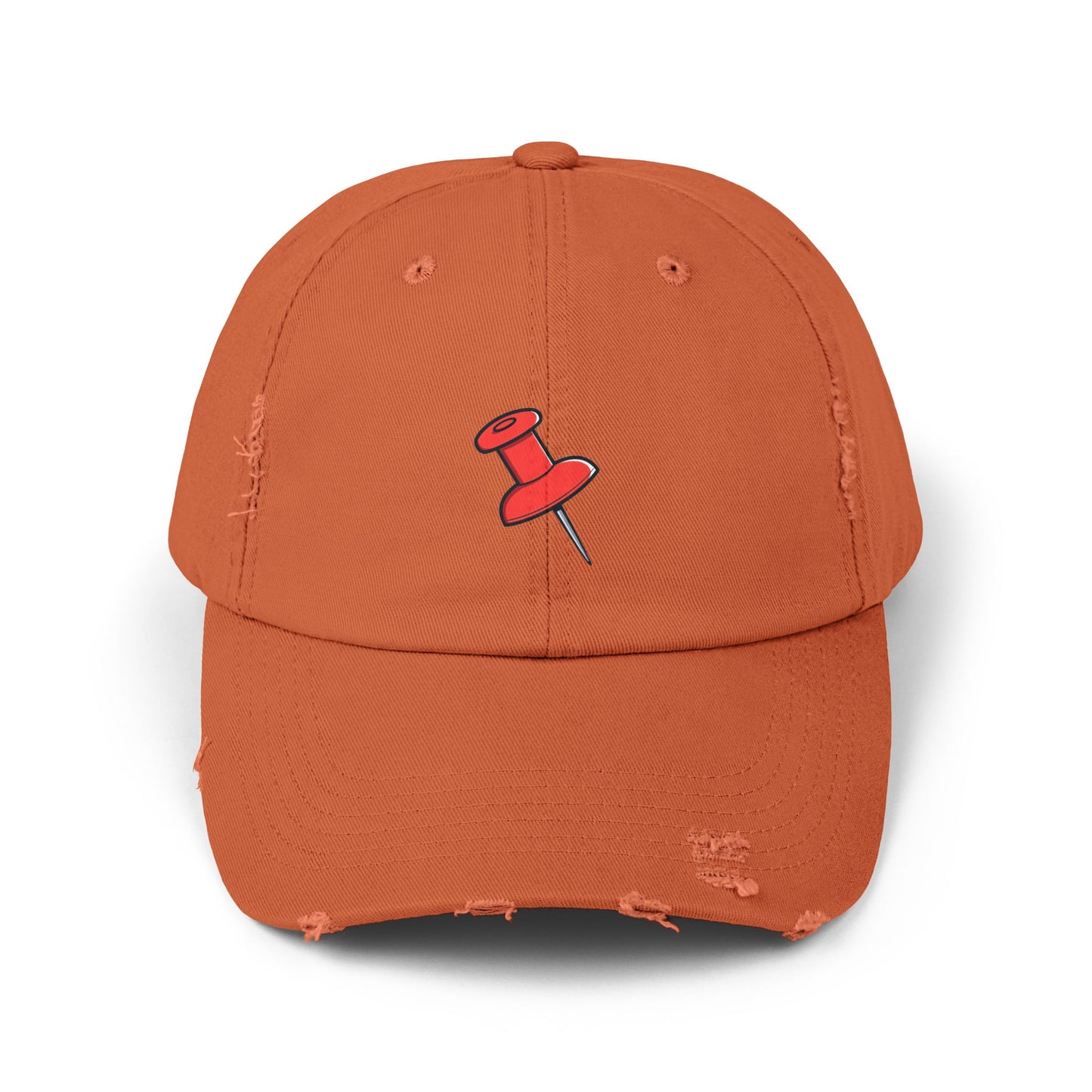 Pushpin Embroidered Distressed Cap Hats Printify