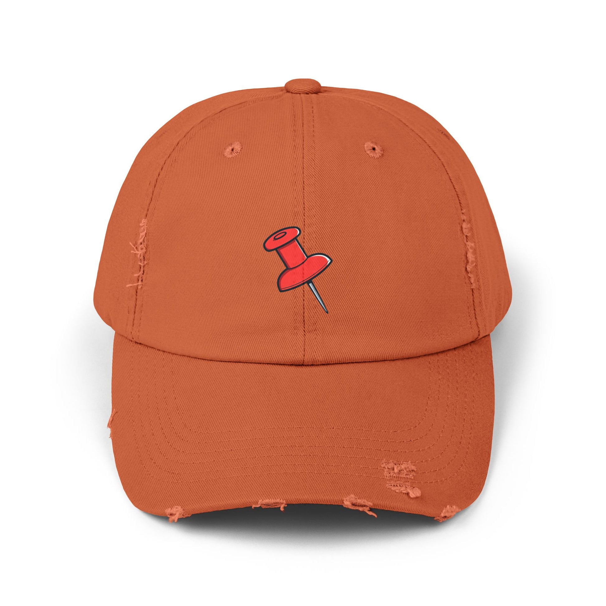 Pushpin Embroidered Distressed Cap Hats Printify