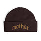 Mother Cuff Beanie — Gold Glitter Embroidered Knit Hat for Moms
