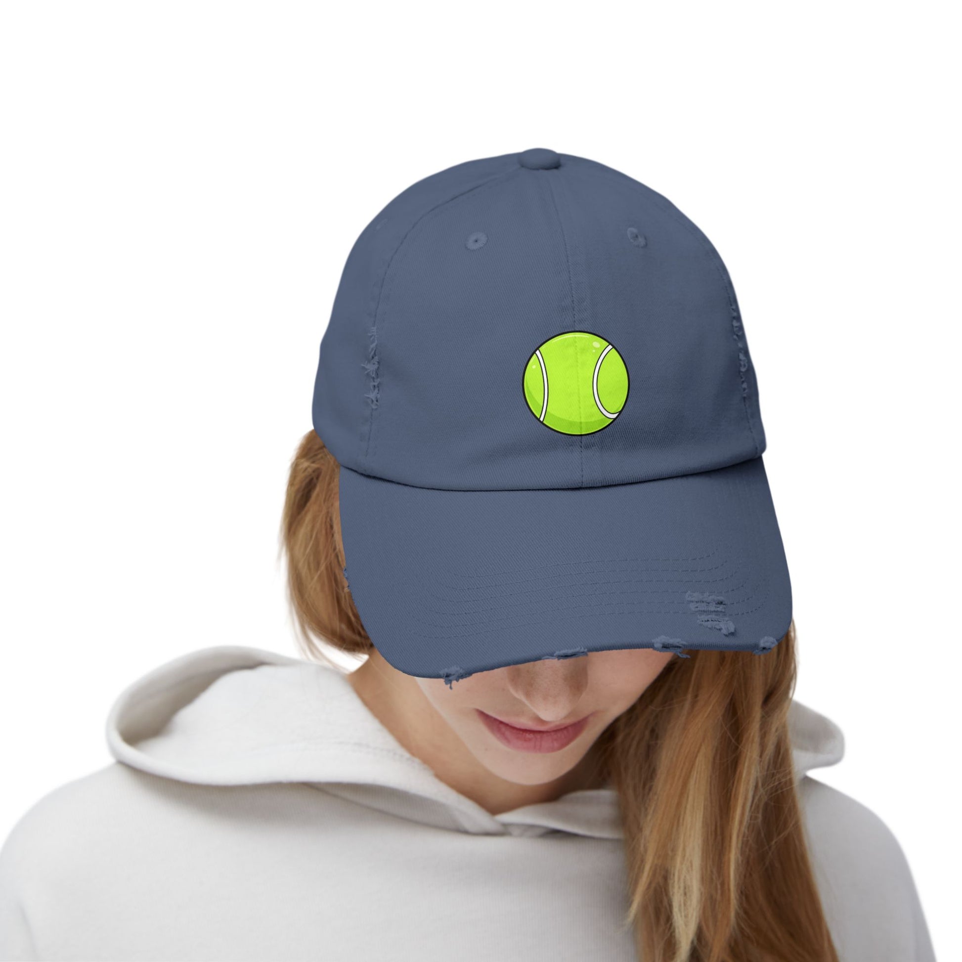 Distressed Tennis Ball Cap — Vintage Sport Dad Hat Hats Printify