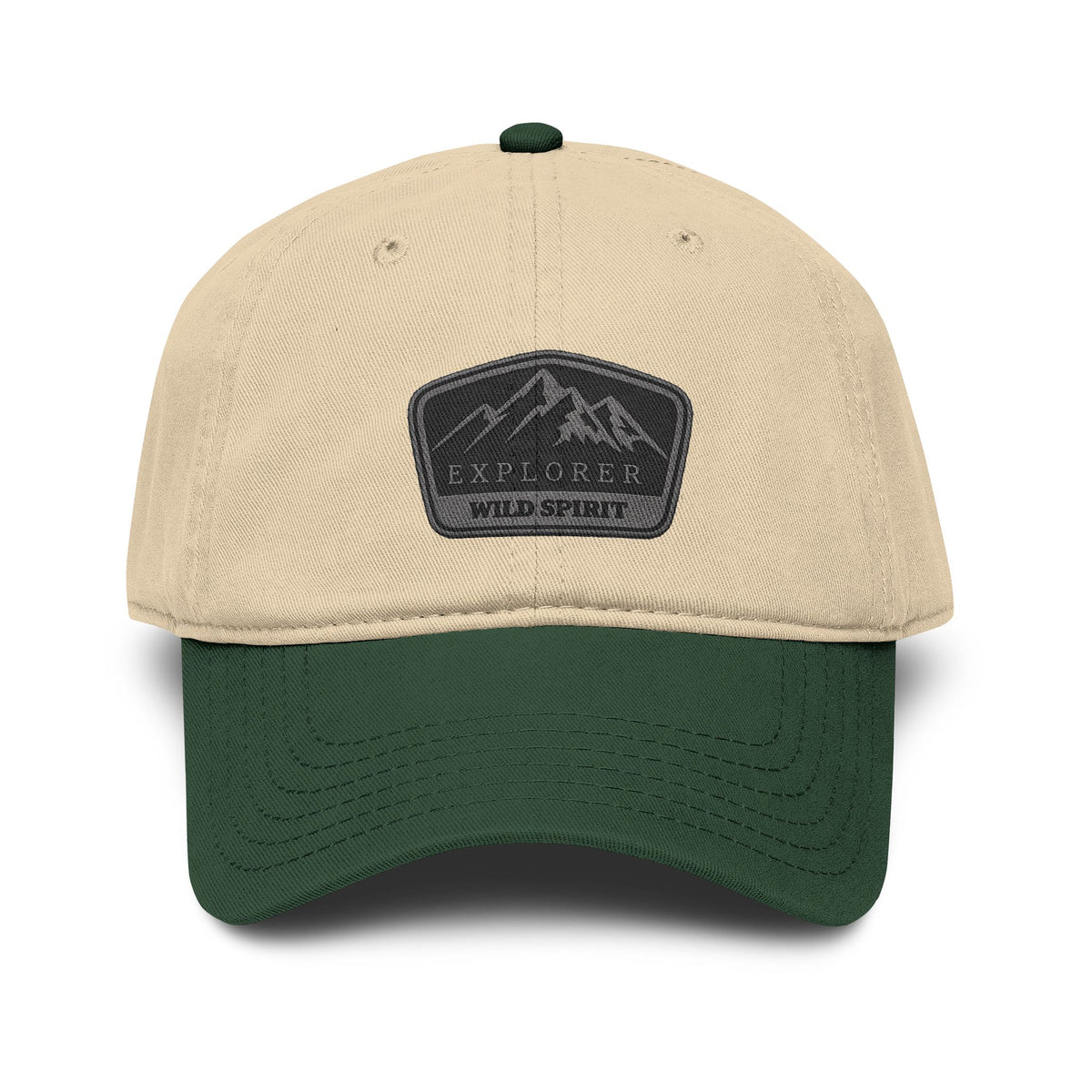Explorer Wild Spirit Washed Baseball Cap Hats Printify One size Dark Green / Khaki