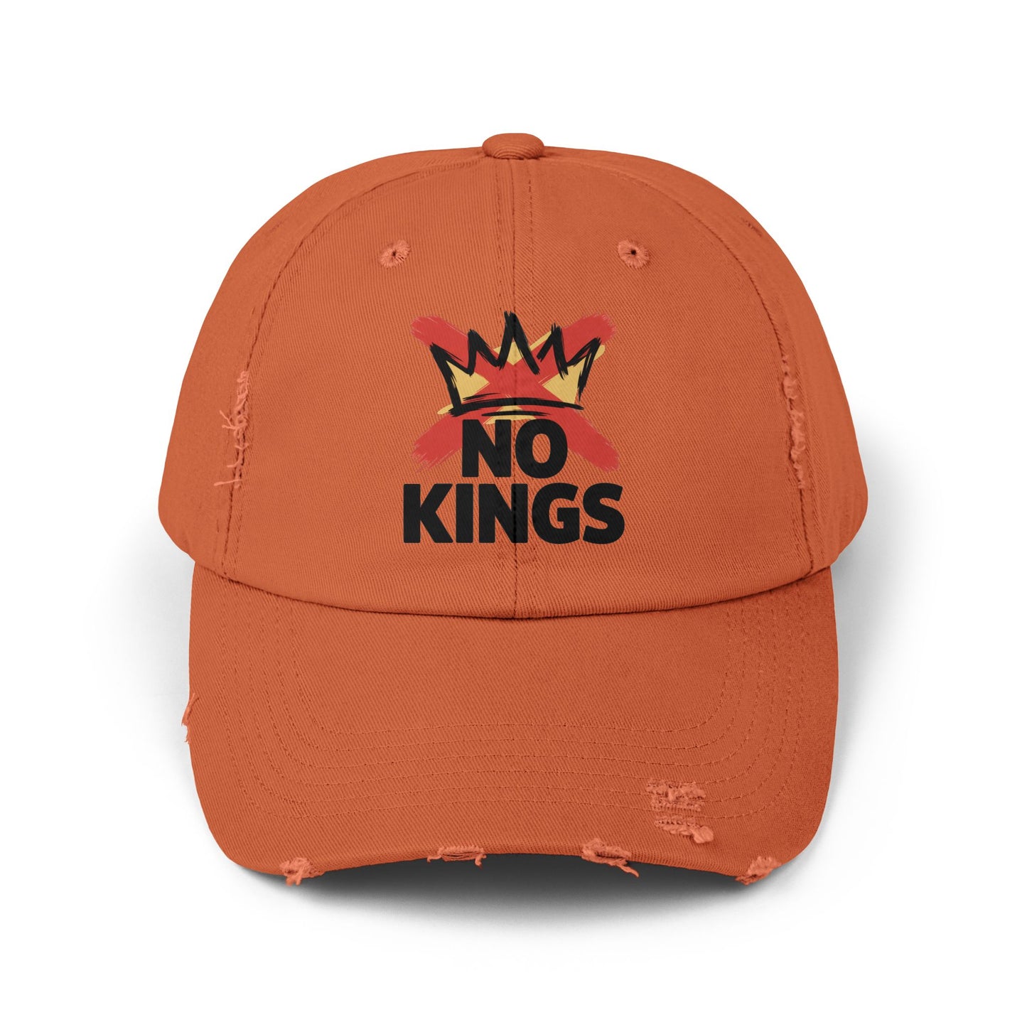 Distressed Black Cap — ‘Kings’ Crown Graphic Dad Hat Hats Printify Burnt Orange One size