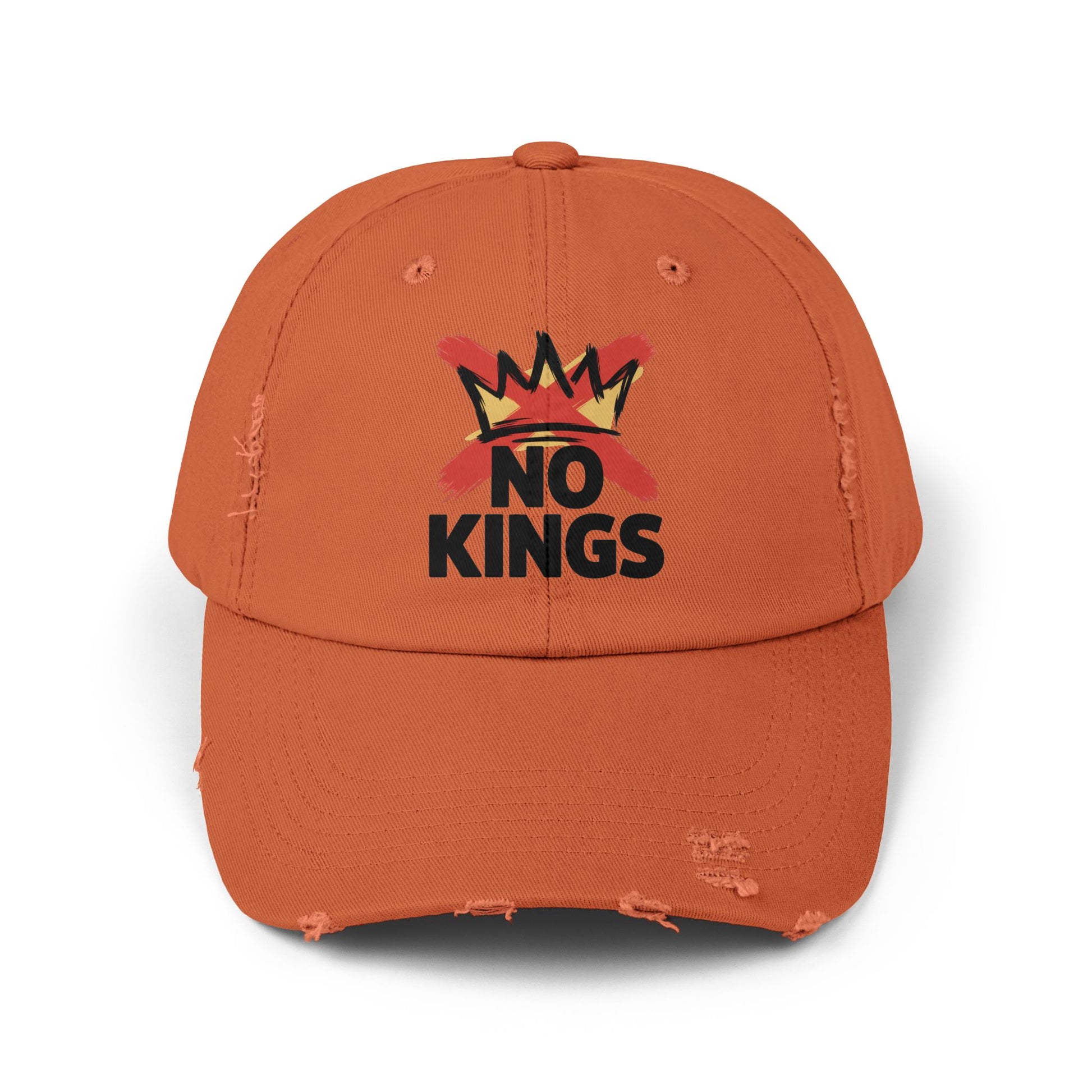 Distressed Black Cap — ‘Kings’ Crown Graphic Dad Hat Hats Printify Burnt Orange One size