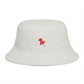Red Pushpin Embroidered Bucket Hat - Minimal Casual Sun Hat Hats Printify One size Ecru