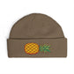 Pineapple Embroidered Cuff Beanie – Tropical Knit Winter Hat Hats Printify One size Walnut
