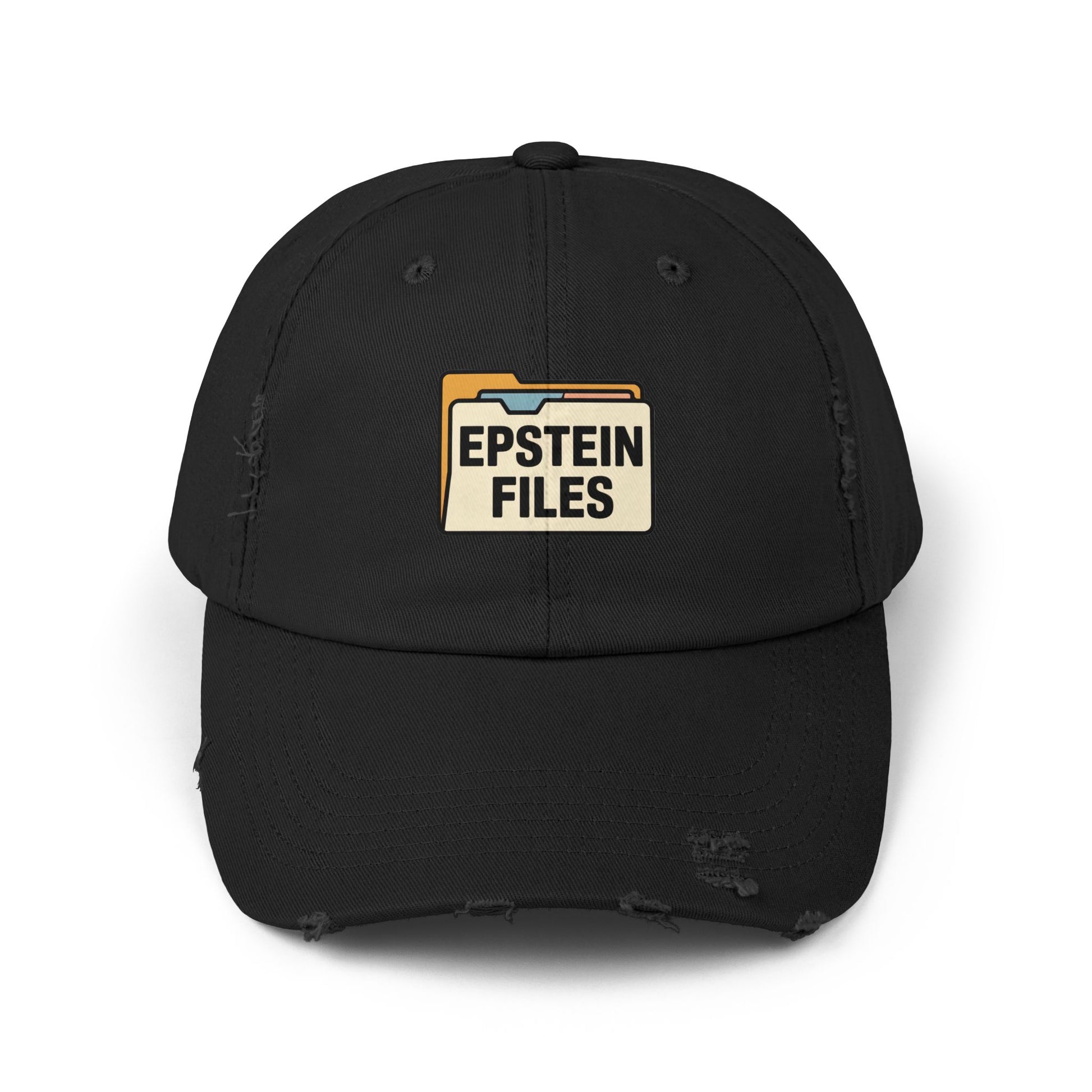 Distressed Cap — "Epstein Files" Vintage Folder Patch Hats Printify Black One size
