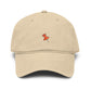 Washed Baseball Cap with Tiny Orange Pushpin Embroidery — Casual Everyday Hat Hats Printify One size Khaki