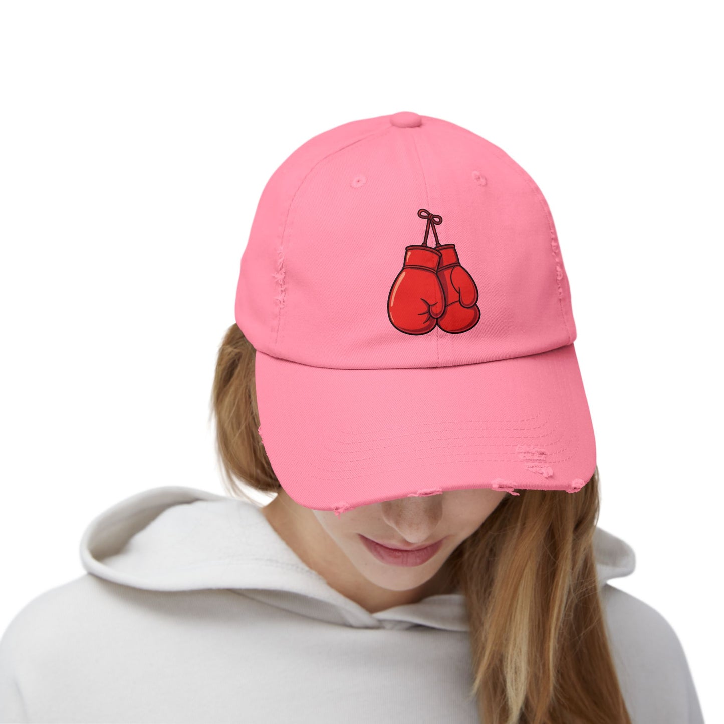 Boxing Gloves Distressed Cap - Red Gloves Dad Hat