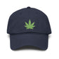 Washed Baseball Cap with Green Glitter Cannabis Leaf Embroidery Hats Printify One size Navy