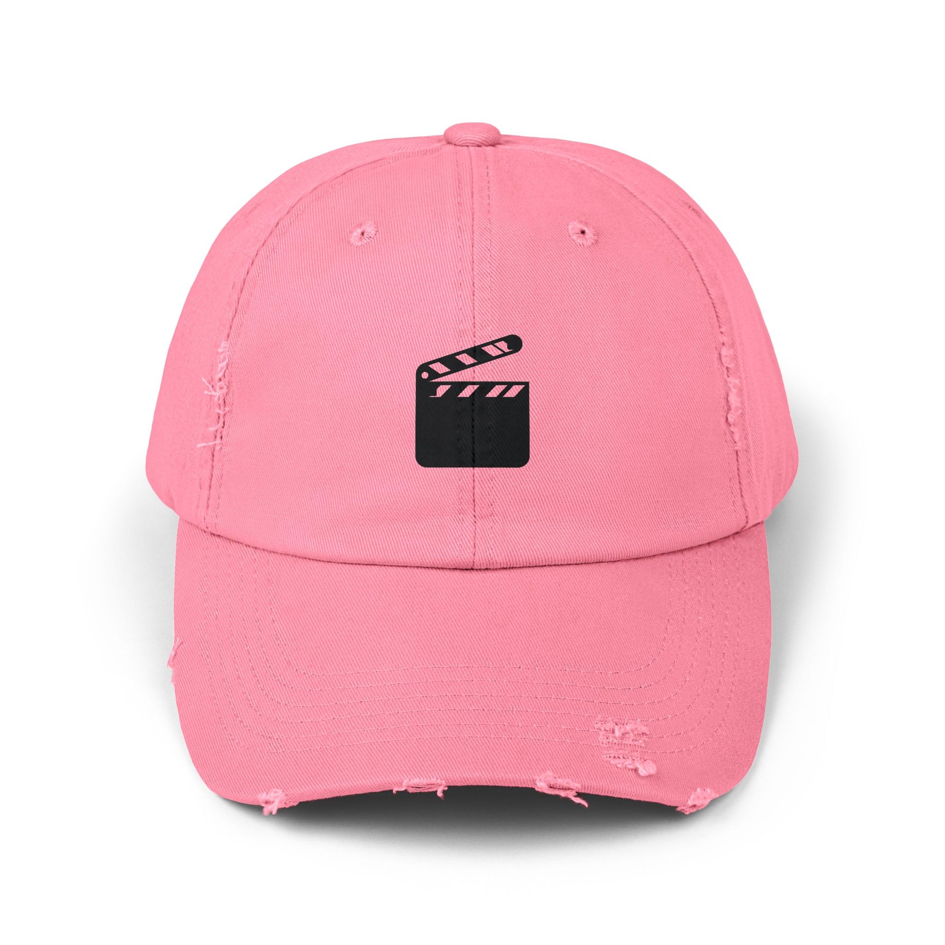 Distressed Black Baseball Cap — Vintage Ripped Dad Hat Hats Printify True Pink One size