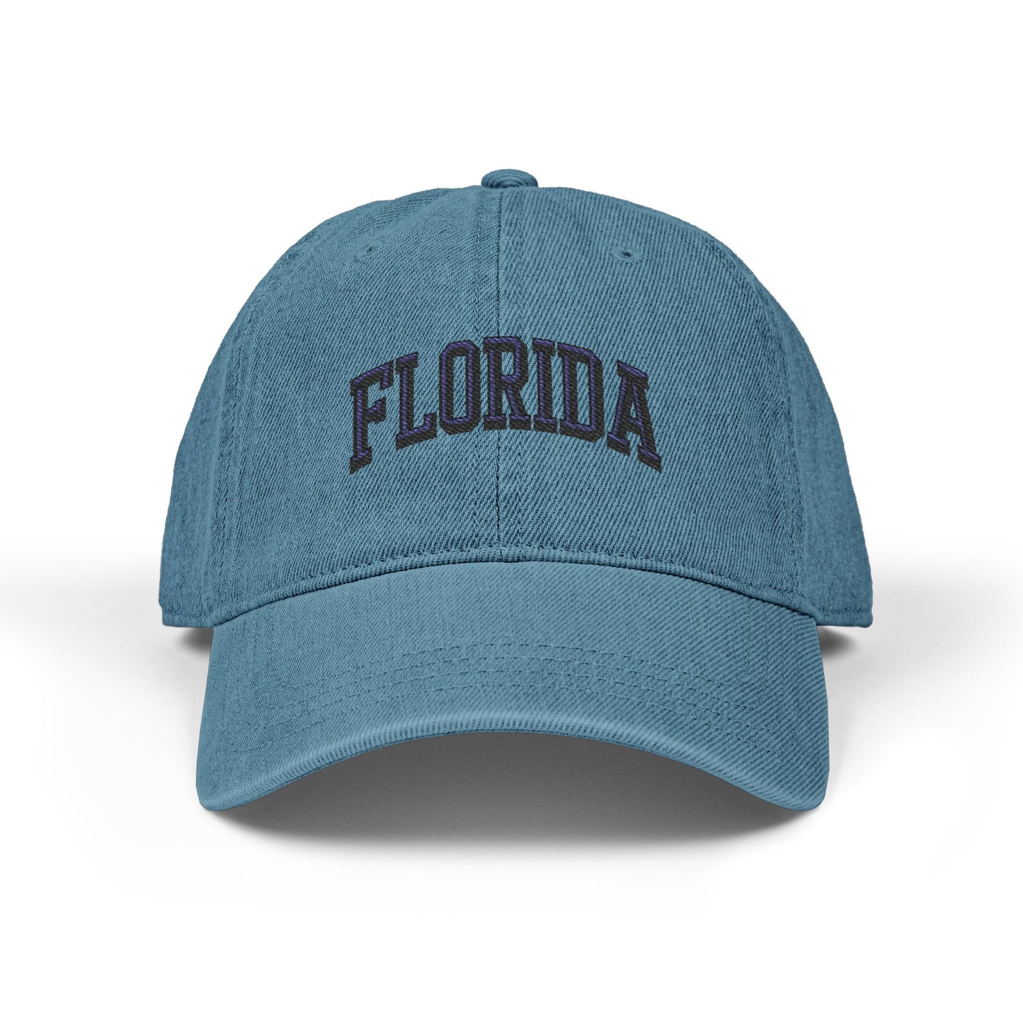 Embroidered 'Florida' Denim Hat - Vintage Stitch Dad Cap Hats Printify One size Blue
