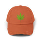 Distressed Black Cap with Green Cannabis Leaf Embroidery Hats Printify Burnt Orange One size