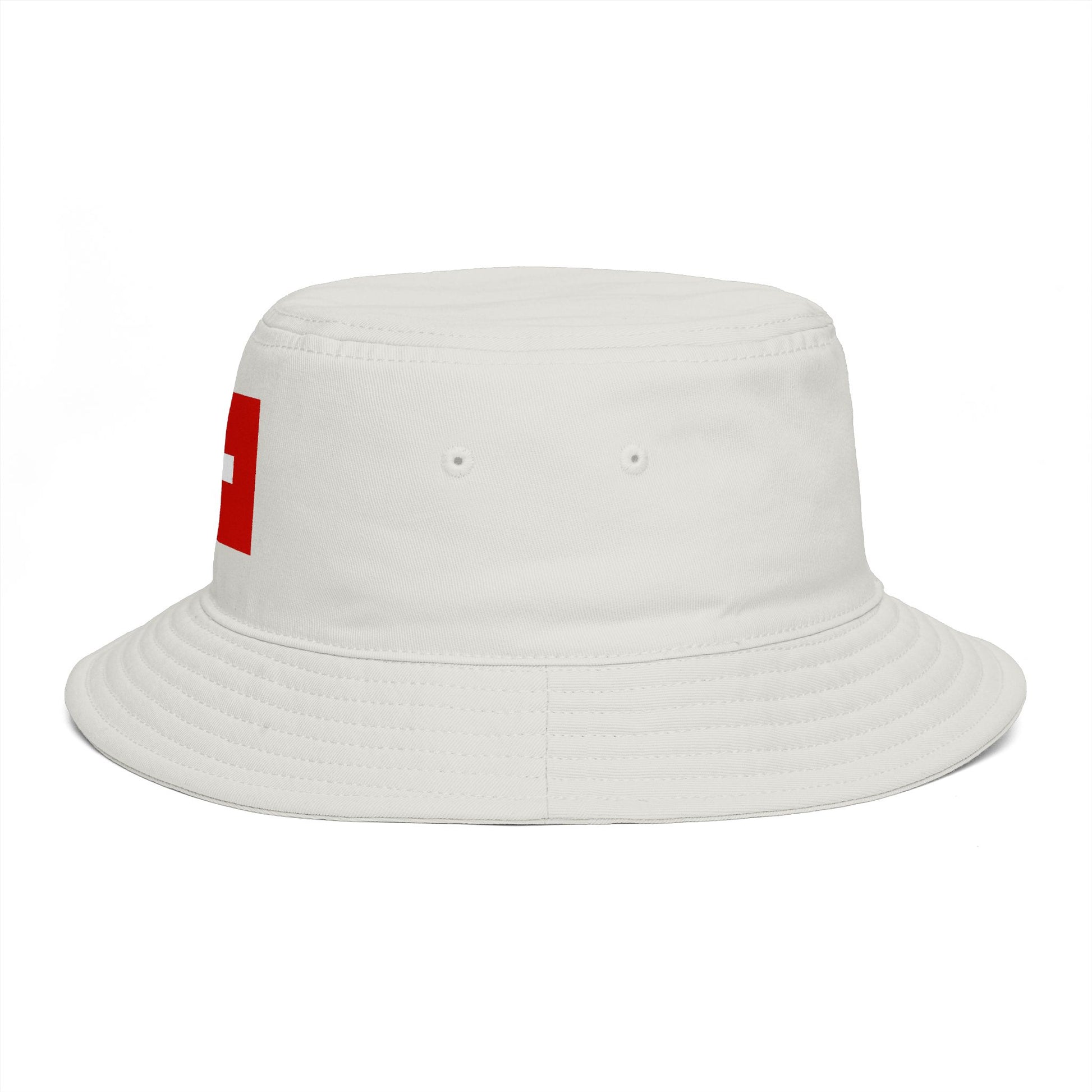 Swiss Cross Brown Bucket Hat — Alpine Flag Patch Sun Hat Hats Printify