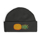 Pineapple Embroidered Cuff Beanie – Tropical Knit Winter Hat Hats Printify One size Coal