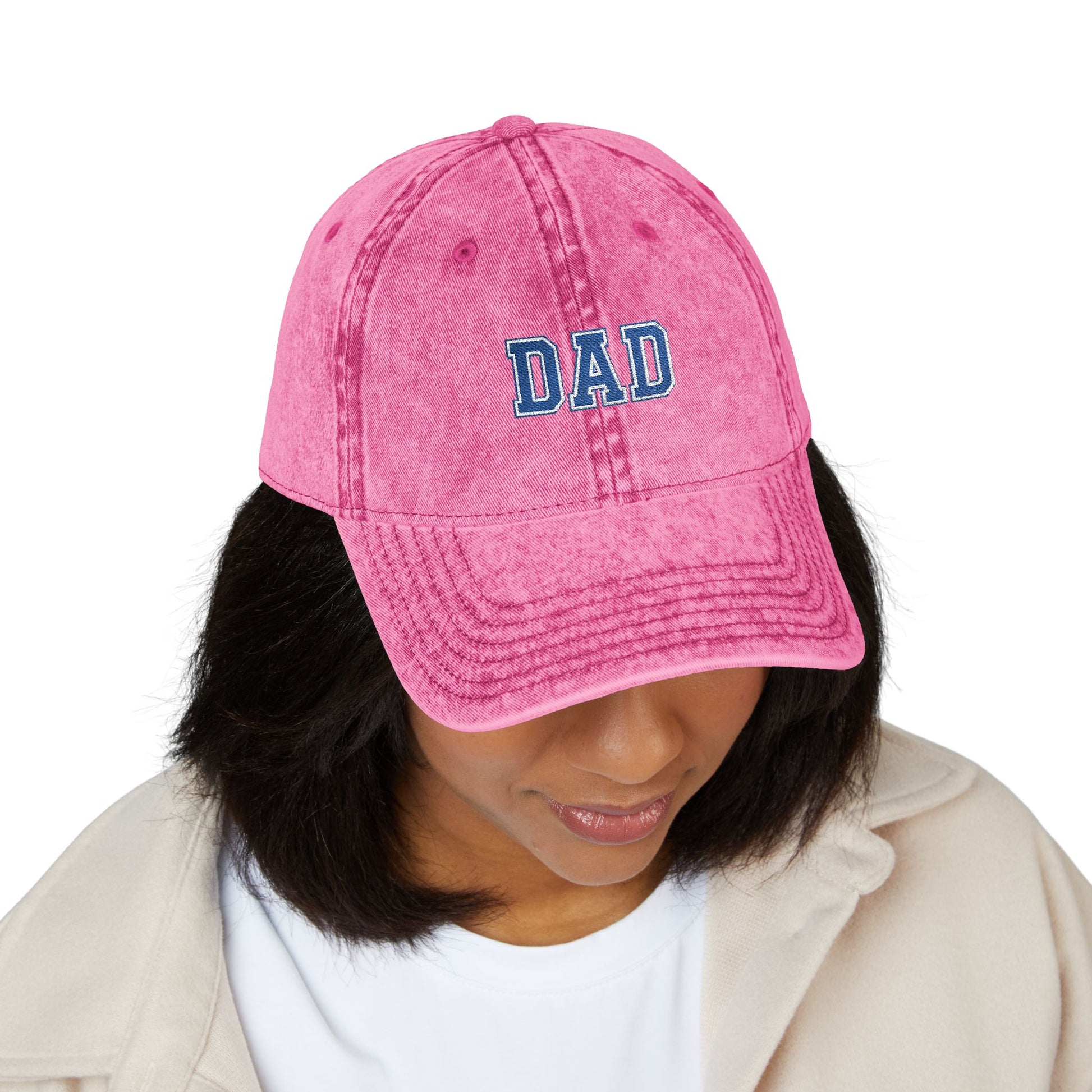 Dad Embroidered Vintage Cap — Washed Red Baseball Hat for Father’s Day Hats Printify