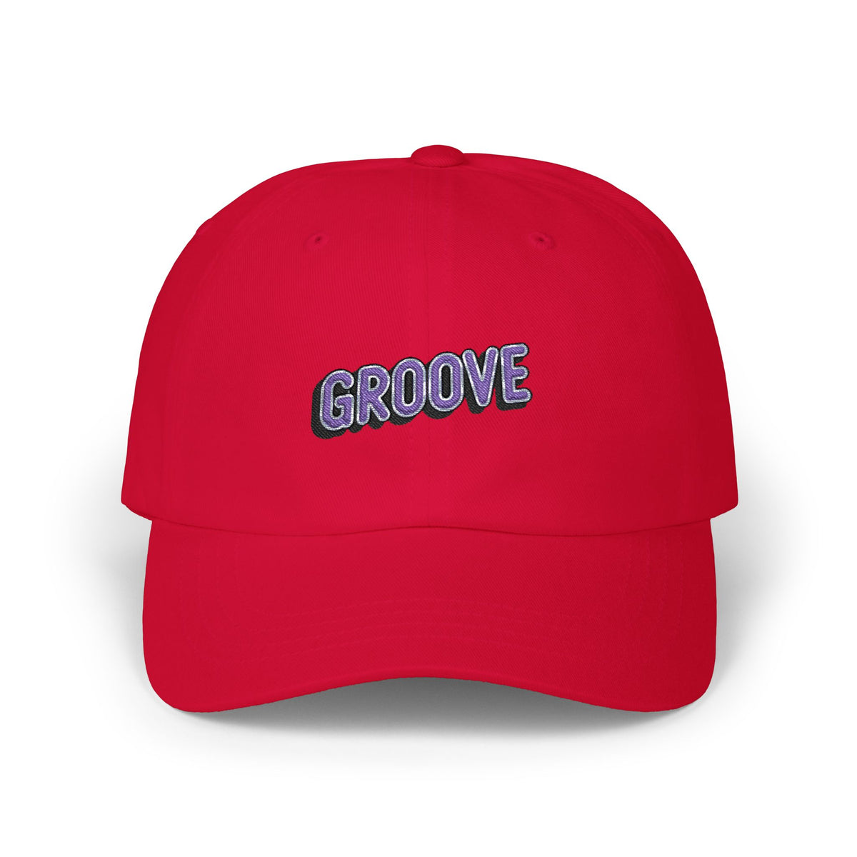 Groove Embroidered Dad Cap – Retro Purple 90s Vibe Adjustable Hat Hats Printify Cranberry One size