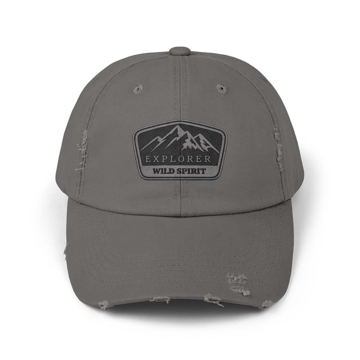 Explorer Wild Spirit Distressed Cap — Mountain Outdoors Dad Hat Hats Printify Nickel One size