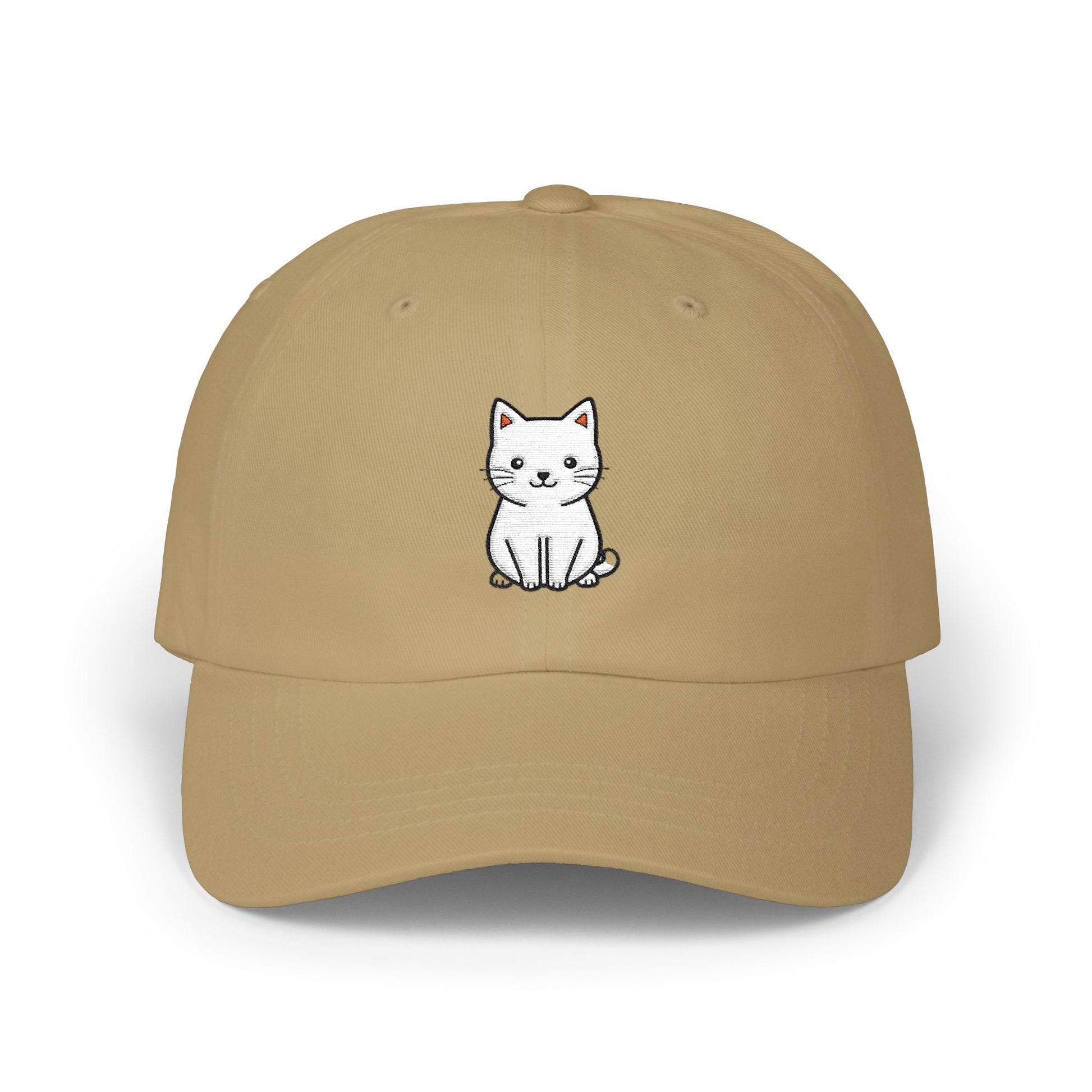 Cute Kitty Embroidered Dad Cap Hats Printify Khaki One size