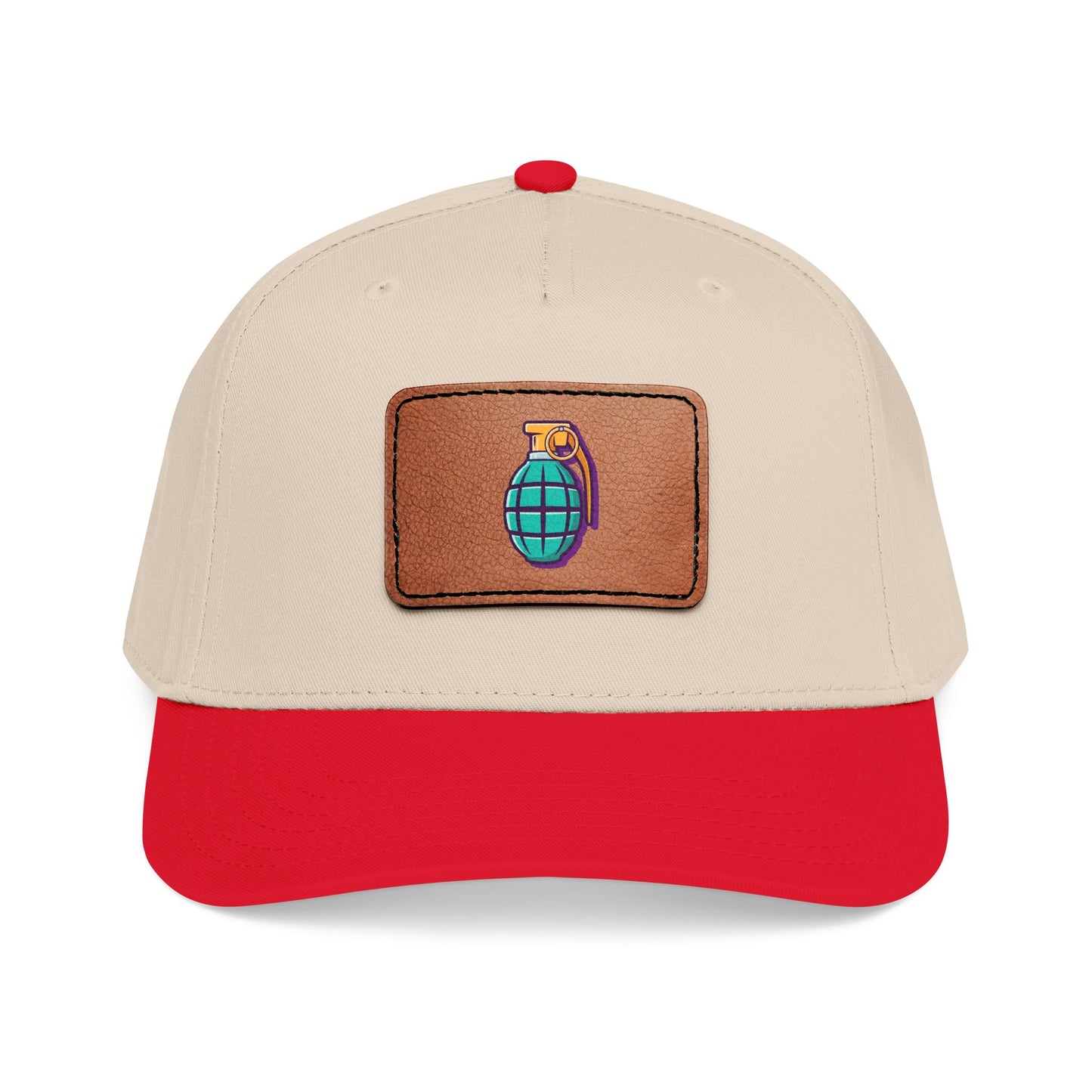 Leather Patch Baseball Cap — Retro Grenade Patch Hat