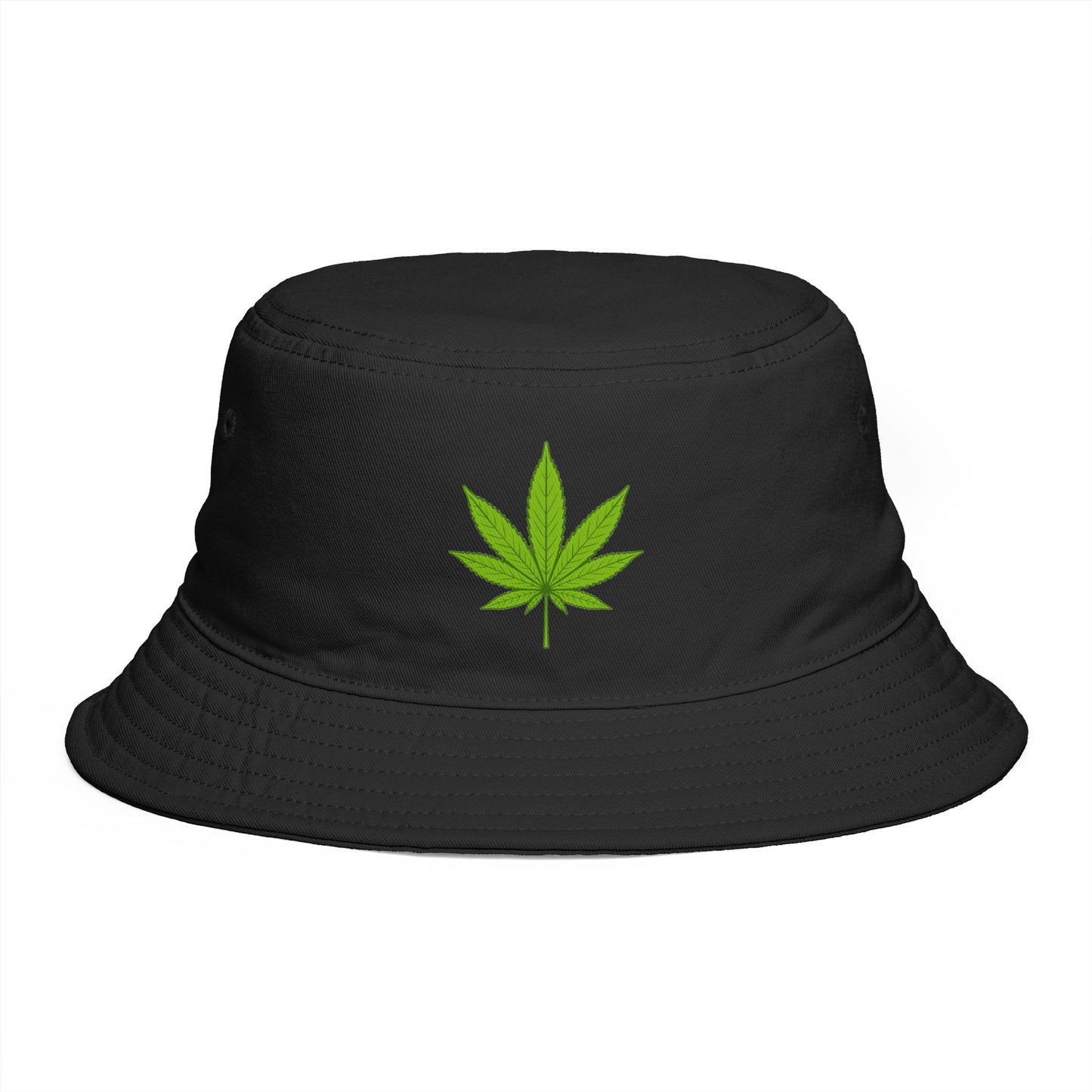 Cannabis Leaf Bucket Hat — Brown Marijuana Graphic Sun Hat Hats Printify One size Black