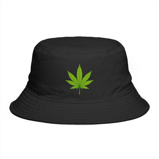 Cannabis Leaf Bucket Hat — Brown Marijuana Graphic Sun Hat Hats Printify One size Black