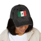 Vintage Mexican Flag Embroidered Cap — Distressed Gray Baseball Hat Hats Printify