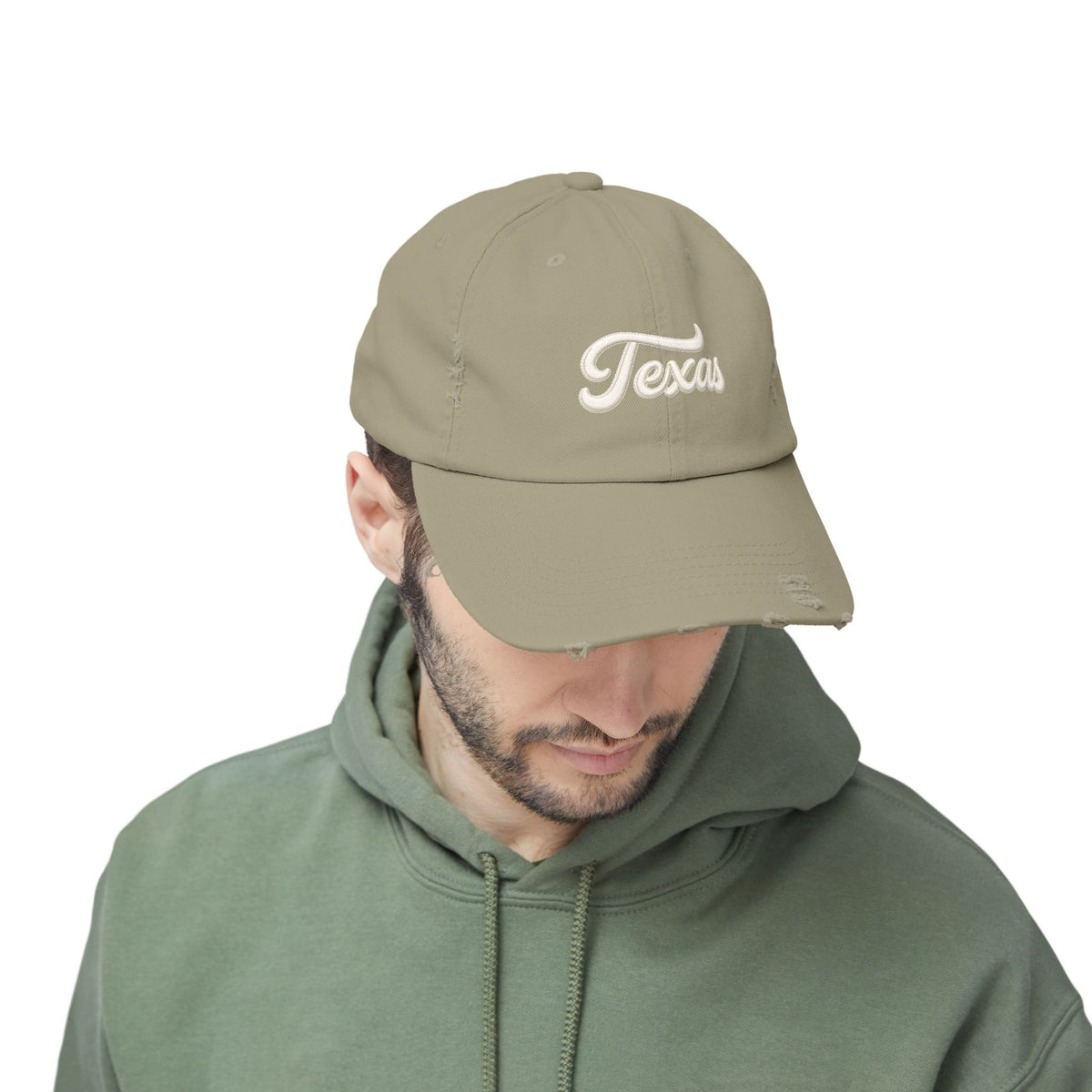 Texas Distressed Baseball Cap — Vintage Script Embroidered Hat