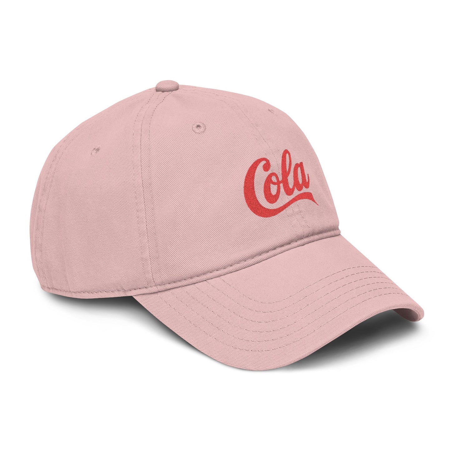 Washed Cotton Baseball Cap with Retro "Cola" Script Embroidery