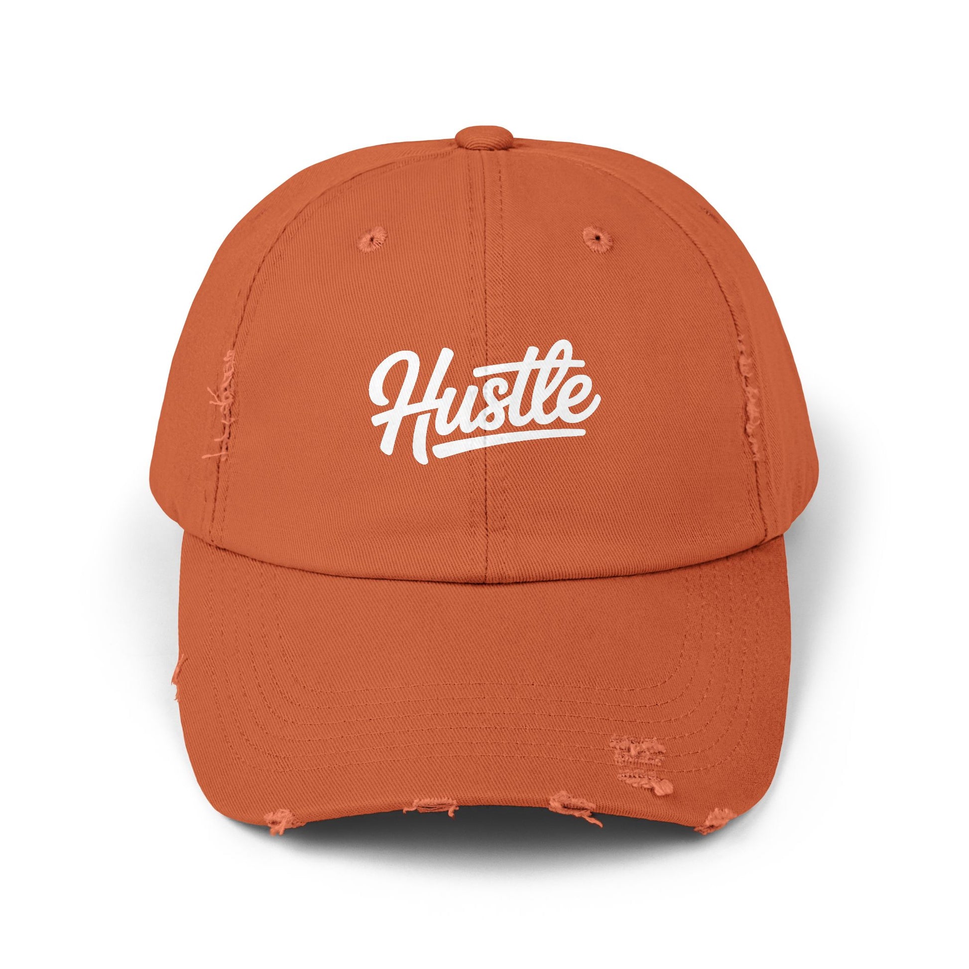 Hustle Distressed Cap Hats Printify Burnt Orange One size