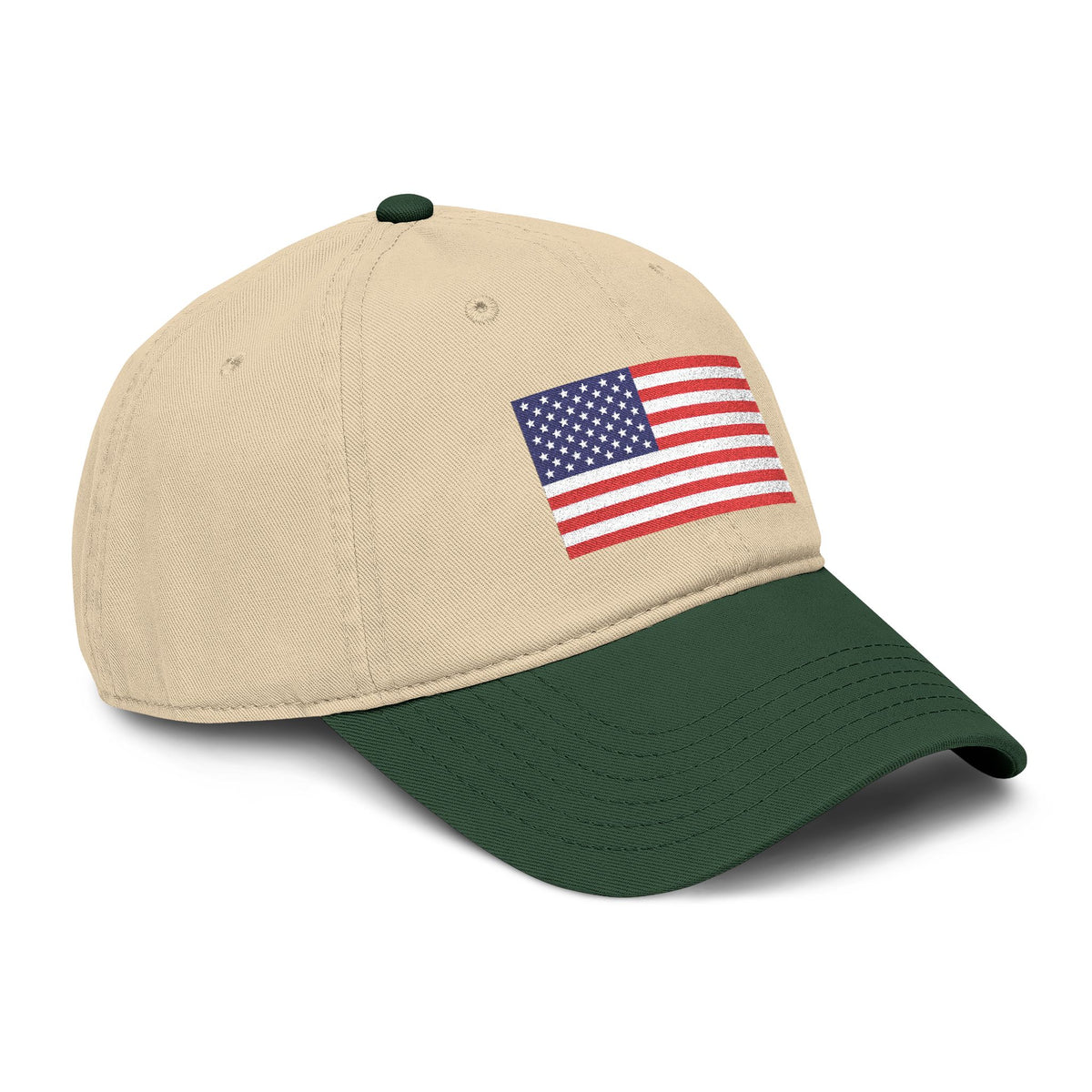 Embroidered American Flag Baseball Cap — Washed Cotton Patriotic Hat for 4th of July Hats Printify