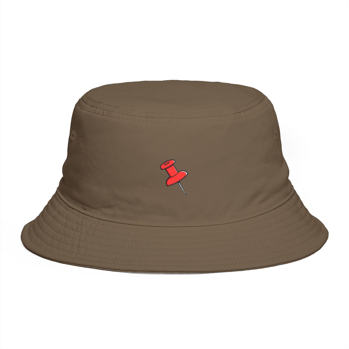 Red Pushpin Embroidered Bucket Hat - Minimal Casual Sun Hat Hats Printify