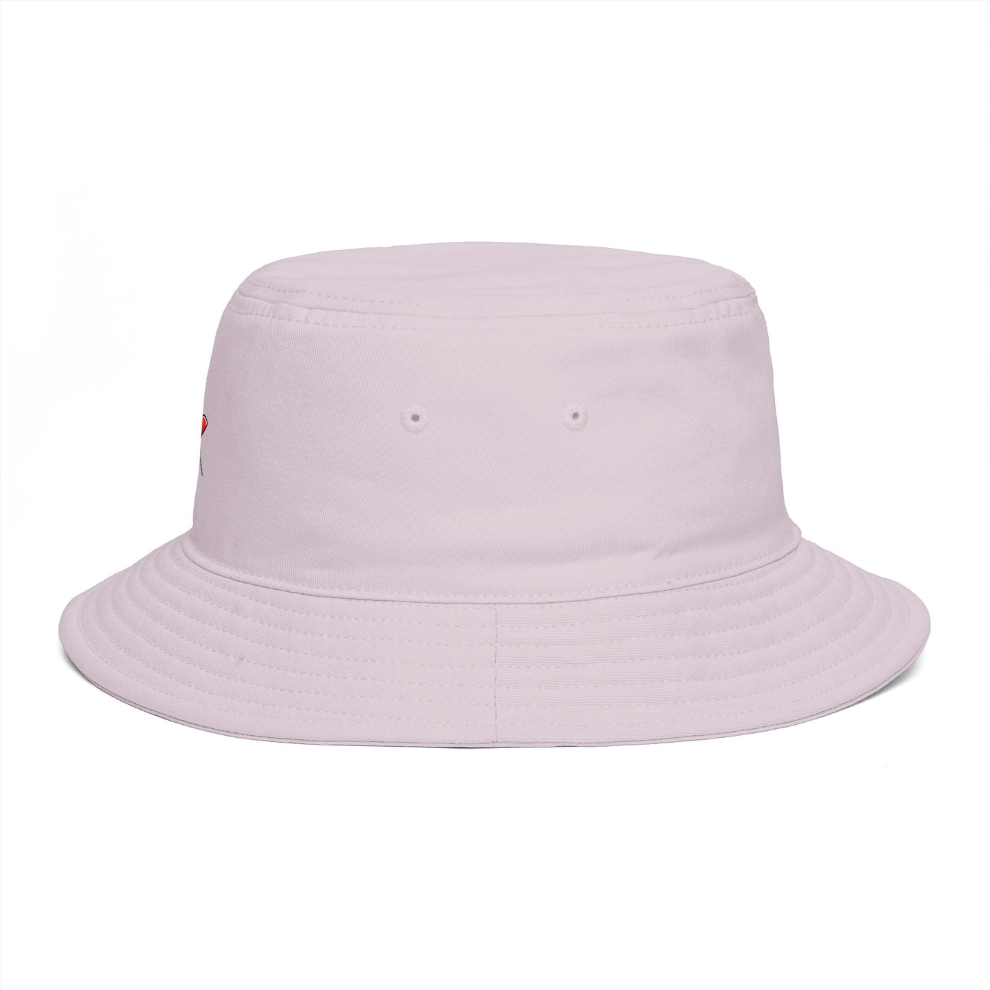 Red Pushpin Embroidered Bucket Hat - Minimal Casual Sun Hat