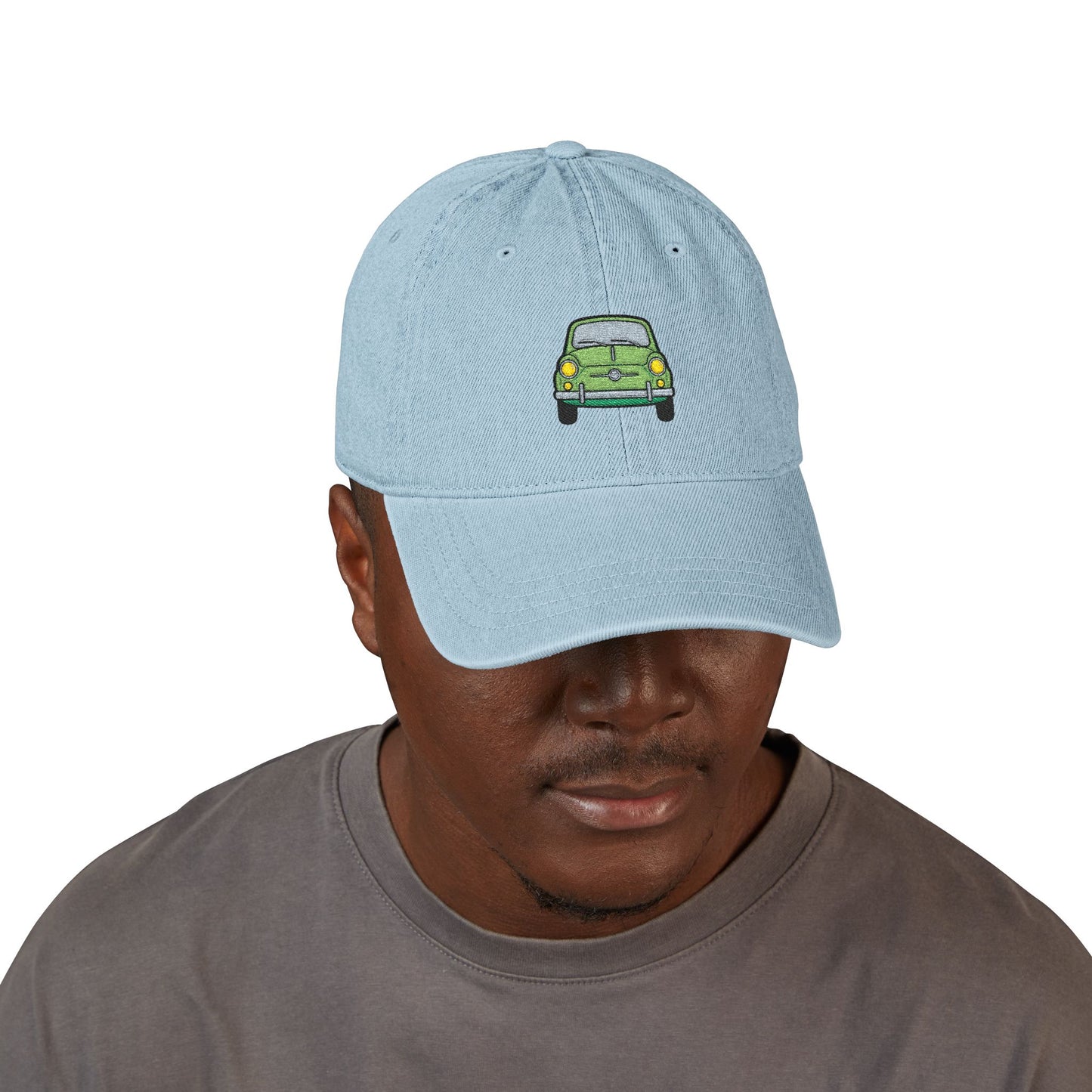 Embroidered Vintage Green Car Denim Hat Hats Printify