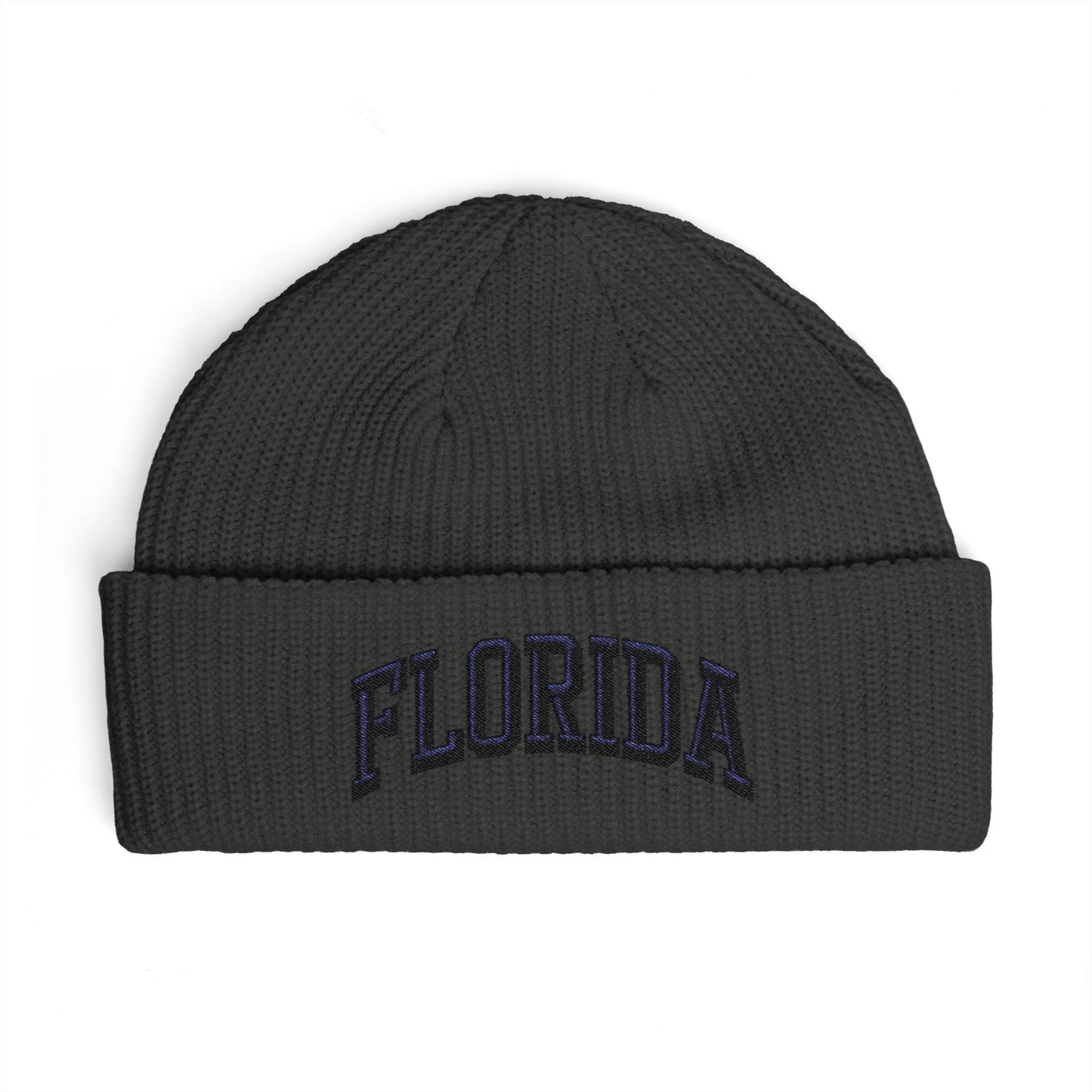 Florida Cuff Beanie - Embroidered Collegiate Knit Hat Hats Printify One size Coal