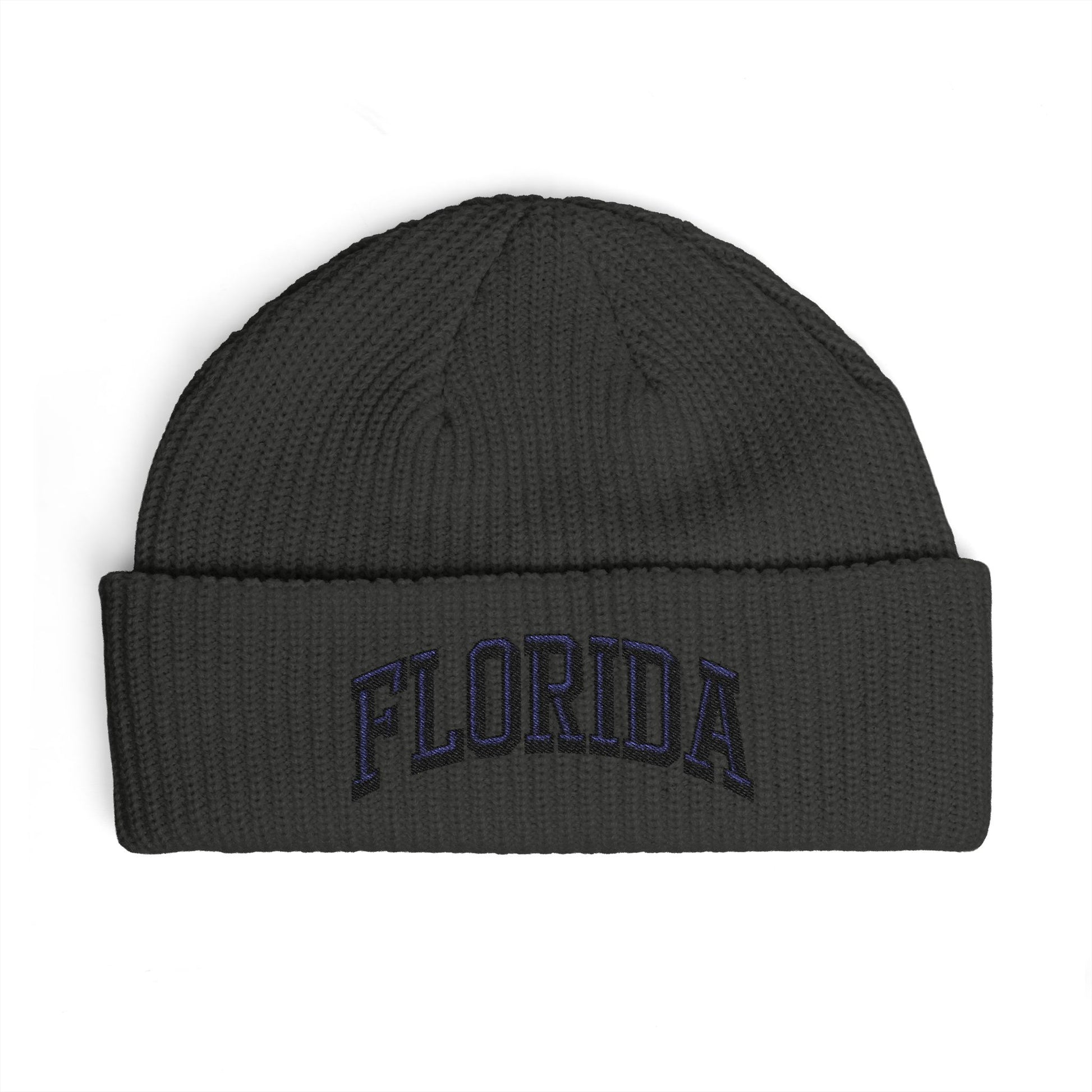 Florida Cuff Beanie - Embroidered Collegiate Knit Hat Hats Printify One size Coal