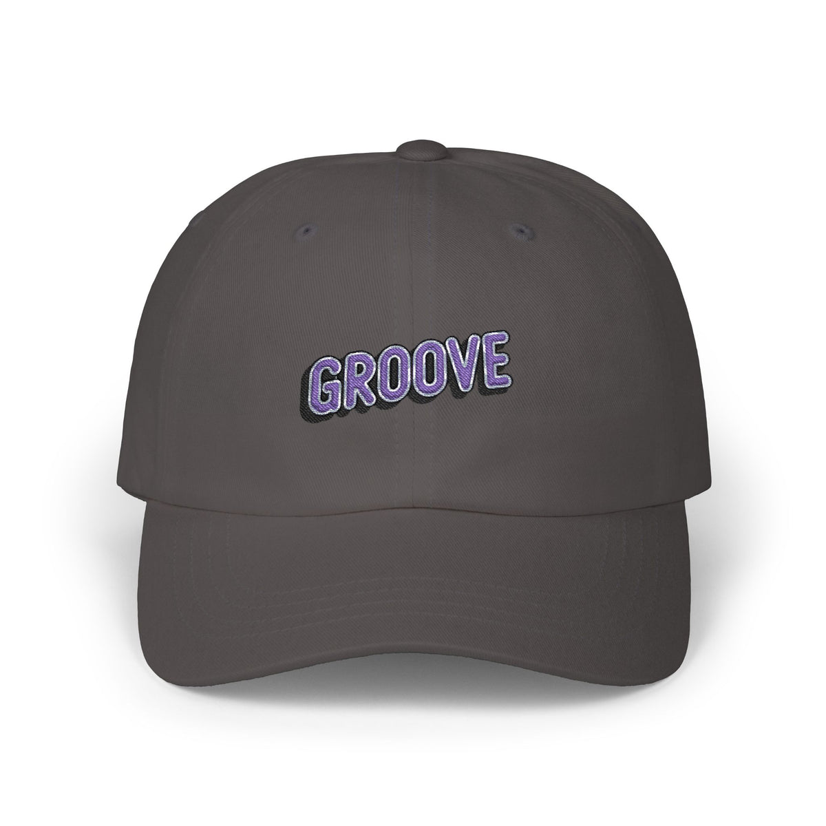 Groove Embroidered Dad Cap – Retro Purple 90s Vibe Adjustable Hat Hats Printify Dark Grey One size