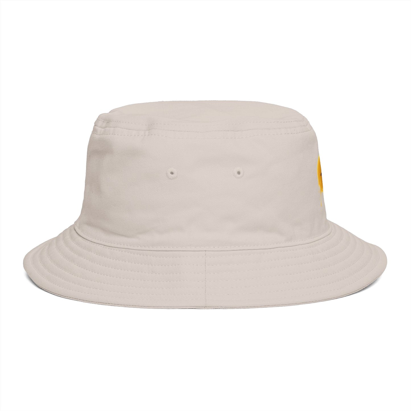 Smiley Drip Bucket Hat — Retro Melted Smile Face Sun Hat Hats Printify