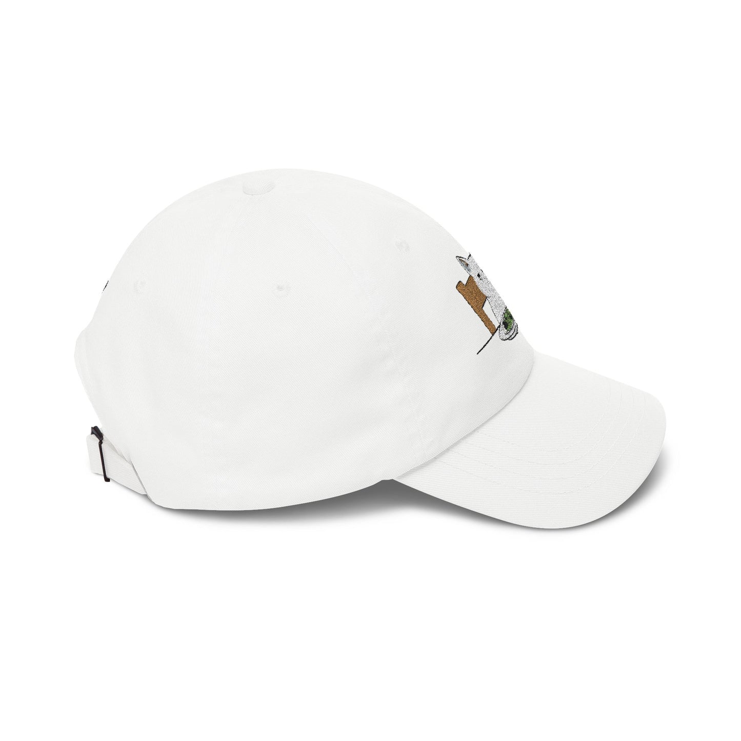 Dad Cap — Grumpy Cat at Dinner Embroidered Hat Hats Printify
