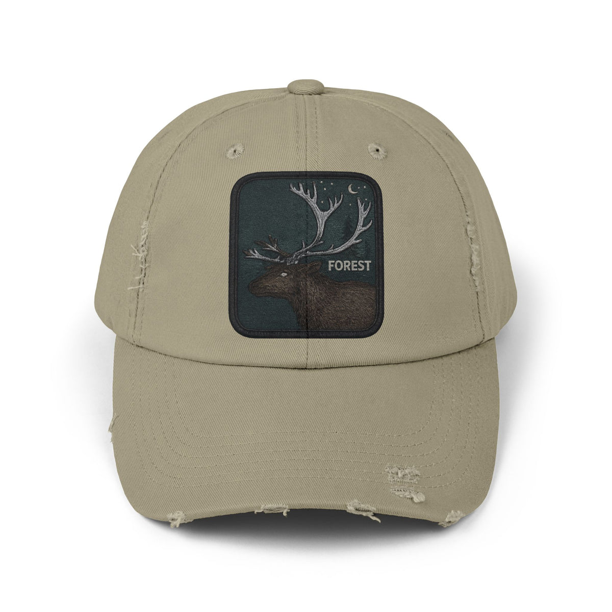 Distressed Forest Moose Cap Hats Printify